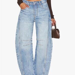 Amazon PLNOTME Women's Light Blue Barrel Jeans
